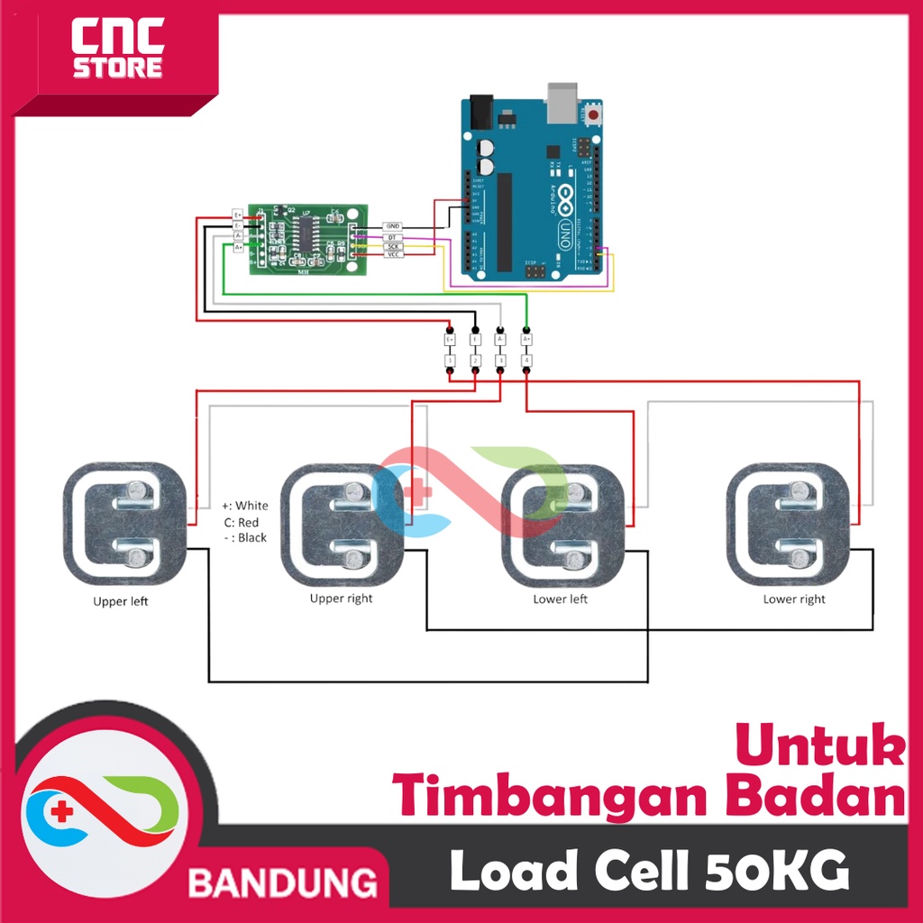 Jual Sensor Berat Load Cell 50kg Half Bridge Weight Timbangan Badan ...