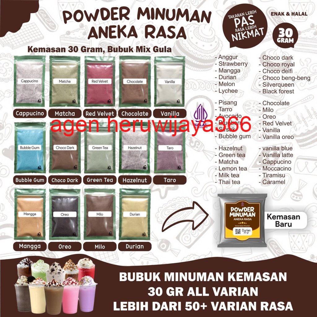 Jual Bubuk Serbuk Minuman Sachet Aneka Rasa Bubuk Minuman Kekinian 30gram Instan Flavor Powder 0858