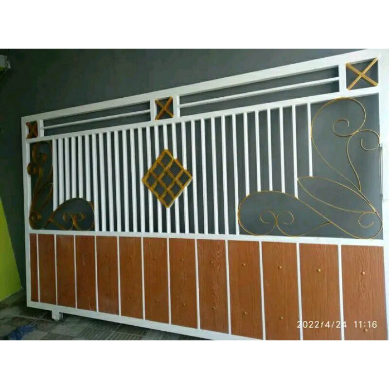 Jual Pagar Minimalis Hot Serat Kayu Motif Grc Dorong Shopee Indonesia