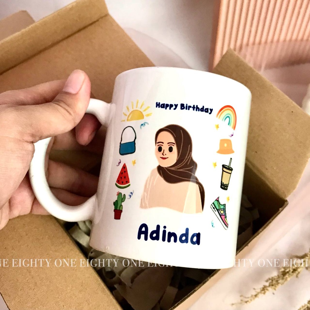 Jual MUG GELAS KERAMIK CUSTOM MUG KARAKTER KADO ULANG TAHUN KADO WISUDA