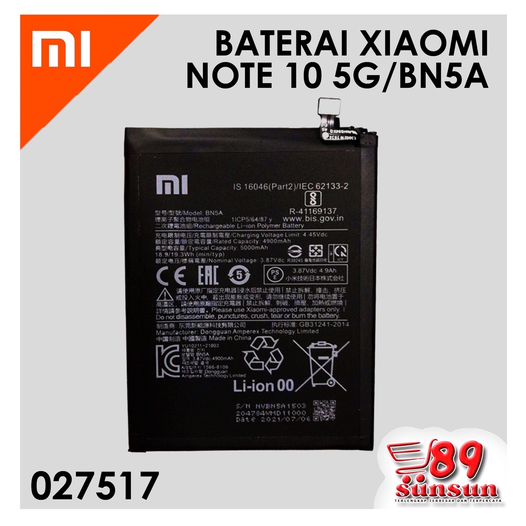 Jual Baterai Xiaomi Redmi Note 10 5g Bn5a Shopee Indonesia 7965