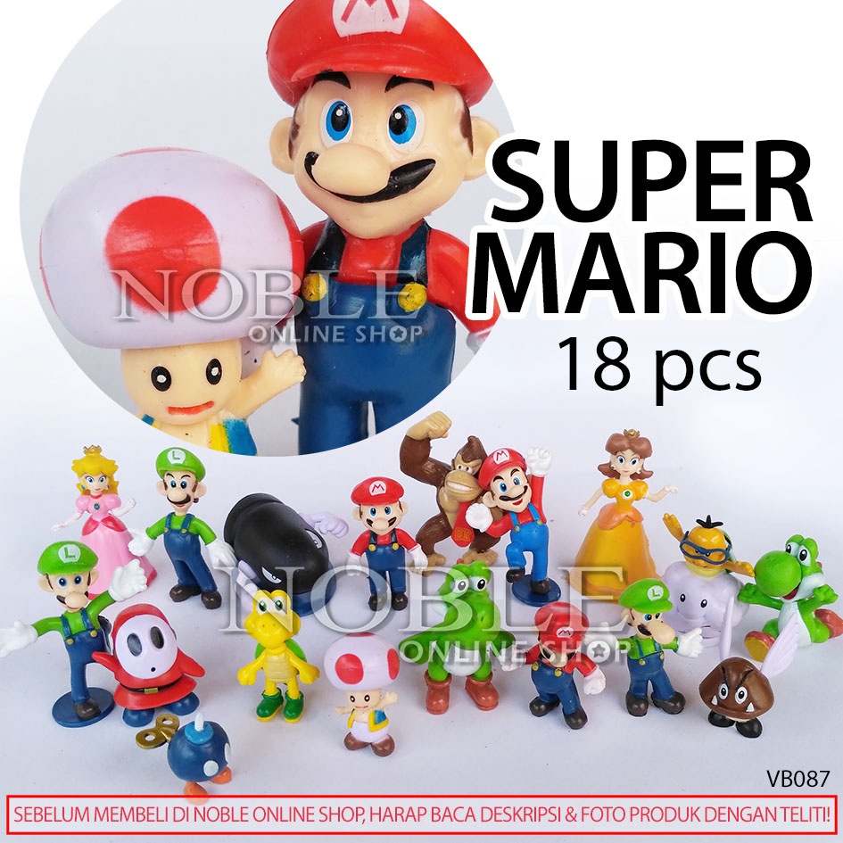 Jual 18 Pcs Super Mario Bros Mini Figure Luigi Toad Yoshi Cute Jamur