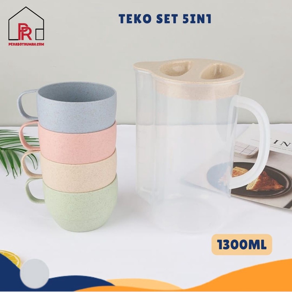 Jual Teko Set Gelas 4 Pcs 5 In 1 Lb Ketel Set Cangkir Teko Infused Water Jus Air Teh 7605