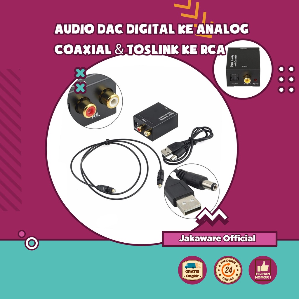 Jual KONVERTER AUDIO DAC DIGITAL KE ANALOG COAXIAL & TOSLINK KE RCA ...