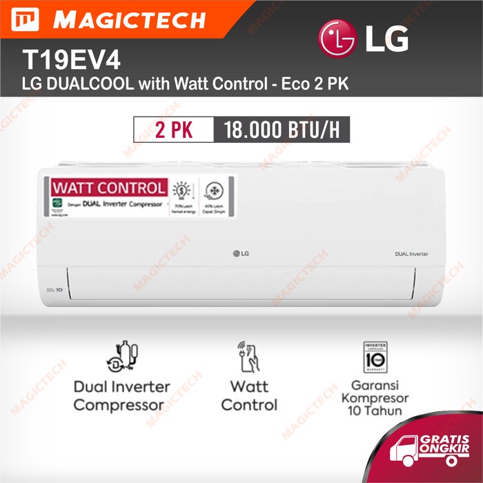 Jual AC LG 2 PK T19EV4 DUALCOOL INVERTER Watt Control Eco Shopee