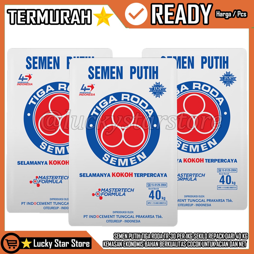 Jual SEMEN PUTIH TIGA RODA TR-30 1KG WHITE CEMENT REPACK DARI 40 KG ...