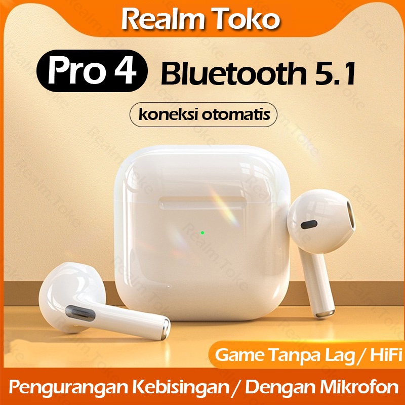 Jual Pro 4 Headset Bluetooth TWS with Mic Smart Touch Control Earphone Bluetooth HiFi Stereo