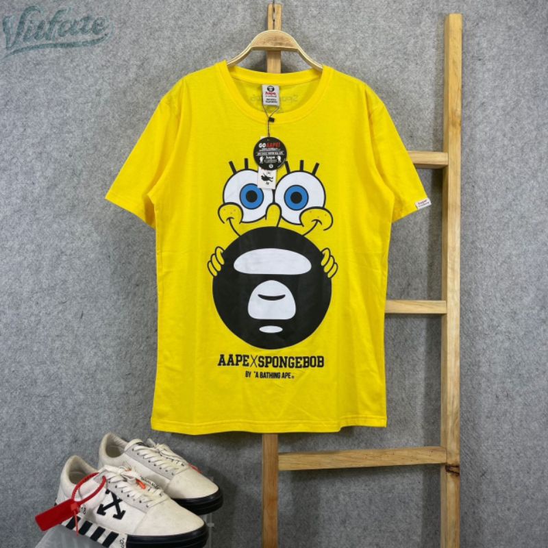 Kaos Baju Aape x Spongebob Kaos Skate Kaos Distro Kaos Pria Wanita Kaos Fulltag Label