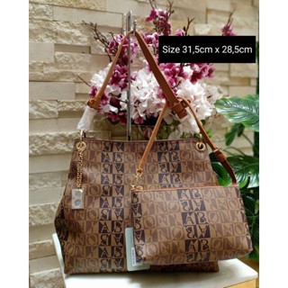 Jual tas bonia original tote bag monogram coklat M