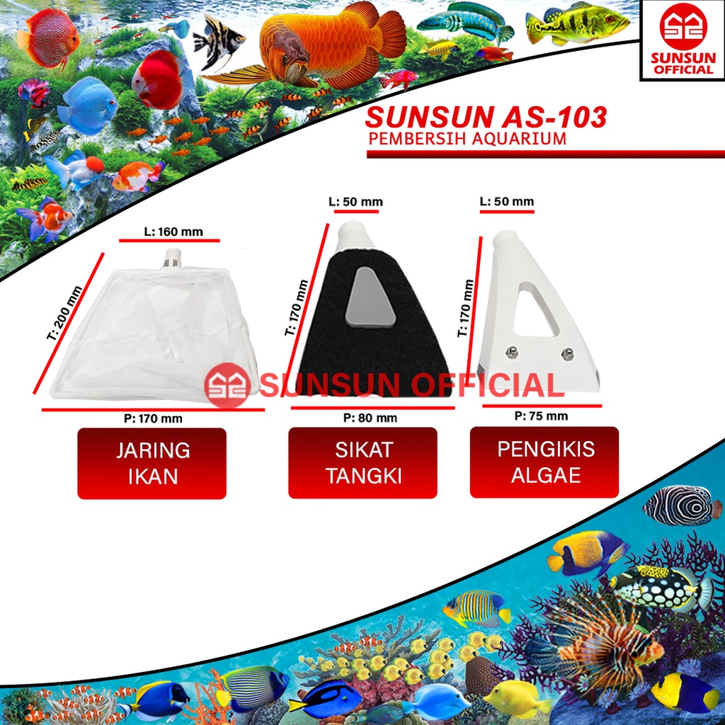 Jual SUNSUN AS 102 / AS 103 Series Cleaning Set Pembersih Aquarium ...