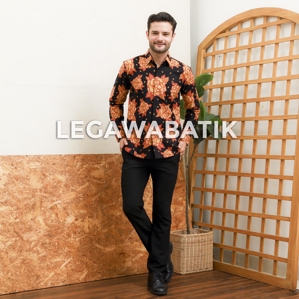 Jual KEMEJA BATIK EXCLUSIVE MOTIF BUNGA SEBARL BATIK HANDPRINT MOTIF MODERN BERKUALITAS