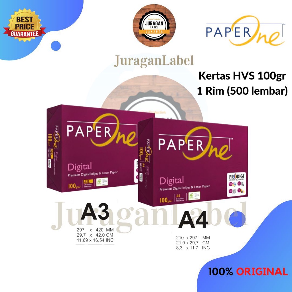 Jual Paperone 100gr A4 A3 Kertas Hvs 1 Rim 500 Lembar Shopee