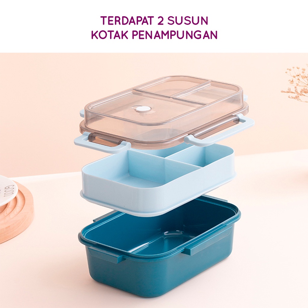 Jual Hoptech - Kotak Makan Siang 2 Lapis Sekat | Lunch Box Tingkat ...