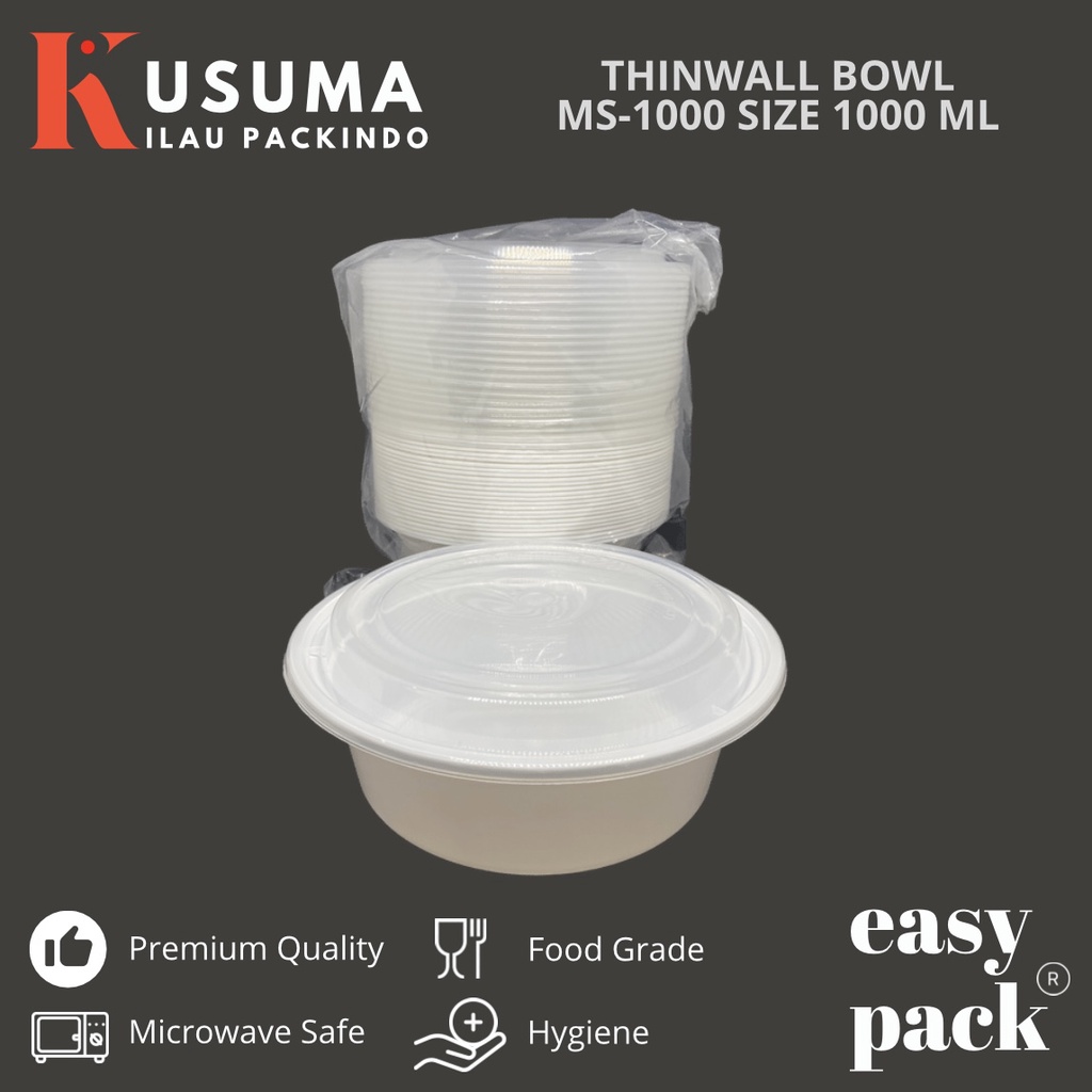 Jual EASYPACK THINWALL BOWL 1000ML (MS-1000) DENGAN ATAU TANPA TRAY ISI ...