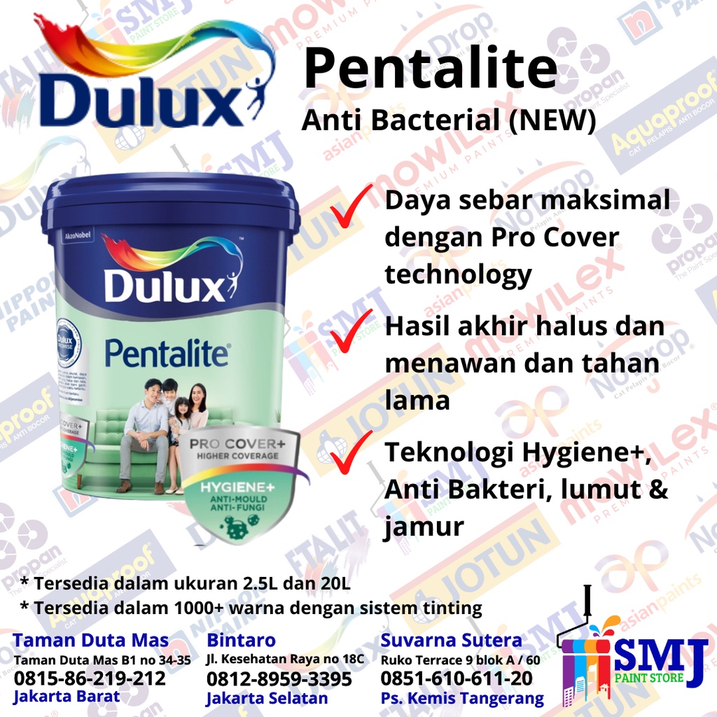 Jual Cat Tembok Interior Dulux Pentalite Antibacterial Tinting 25 Liter Shopee Indonesia 6382