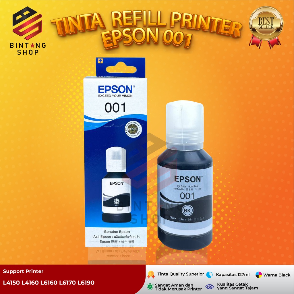 Jual Tinta Epson 001 Black Tipe Printer L4150 L4160 L6160 L6170 L6190 Shopee Indonesia