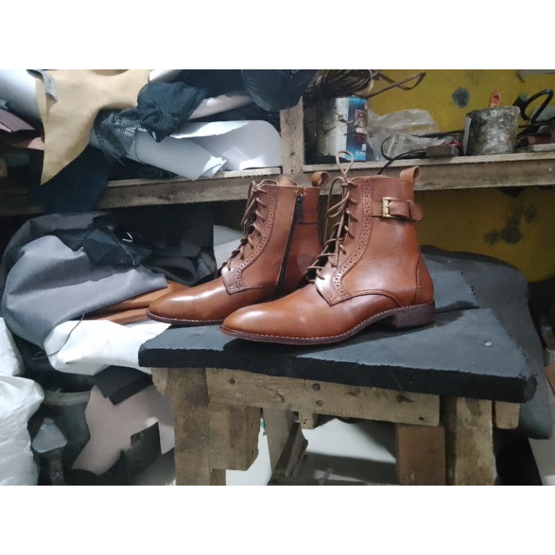 Jual Sepatu Boots Kulit Kasual Bahan Kulit Asli Bisa Custom Warna Dan