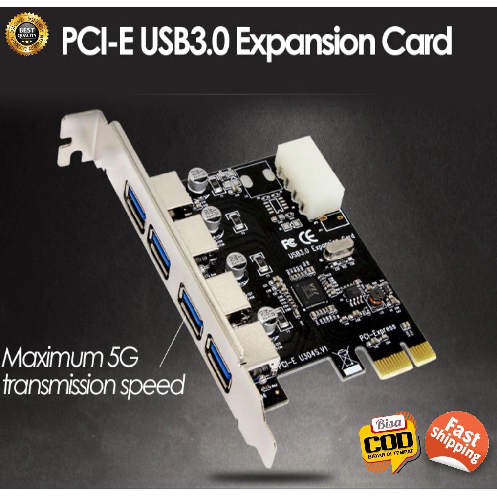 Jual USB 3.0 Card 4 Port Pcie Pci express Kartu Add On Card USB3.0 Four ...