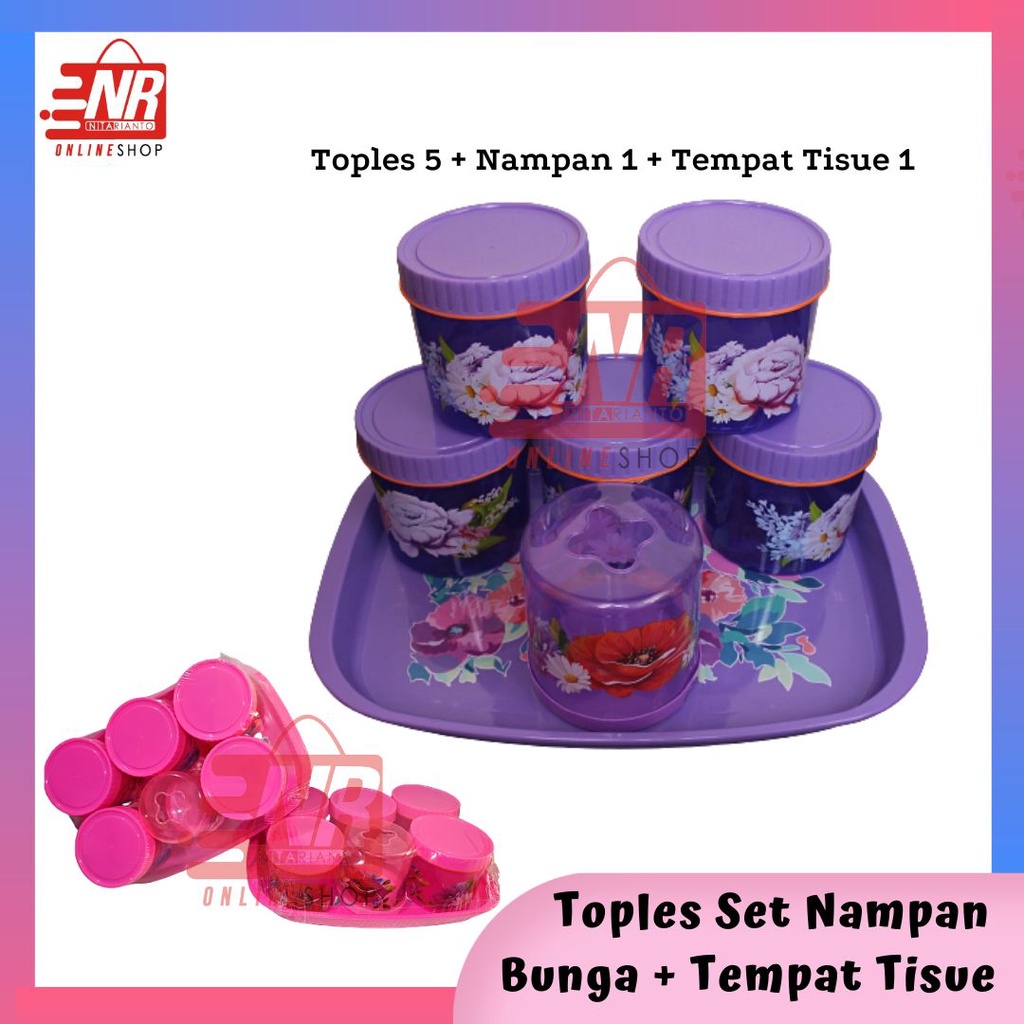 Jual Toples Set Calista Tonam 7 In 1 Toples Set Plus Nampan Toples Bulat Toples Plastik