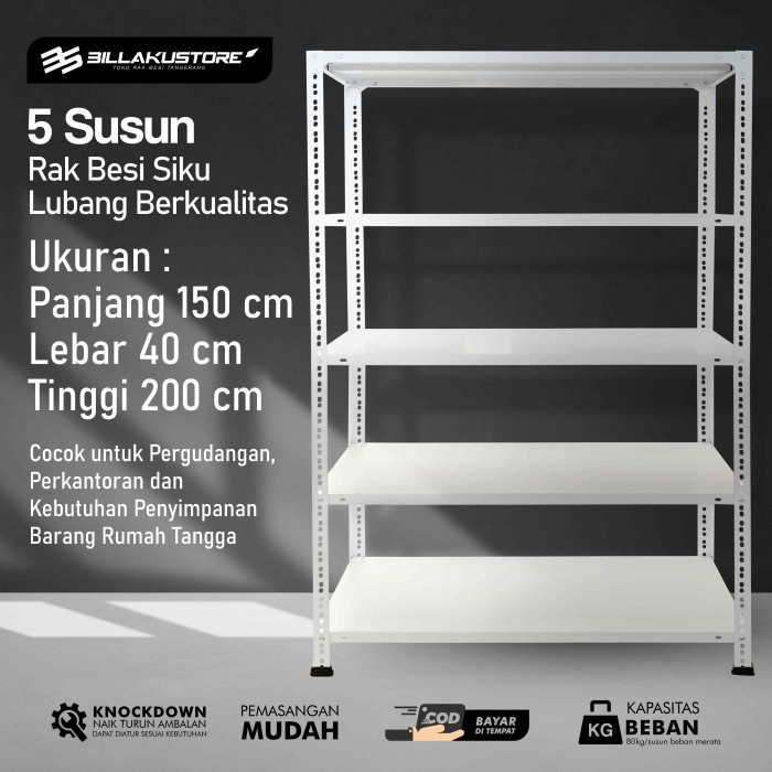 Jual Rak Rak Besi Siku Ukuran 150X40X200Cm 5 Susun | Shopee Indonesia