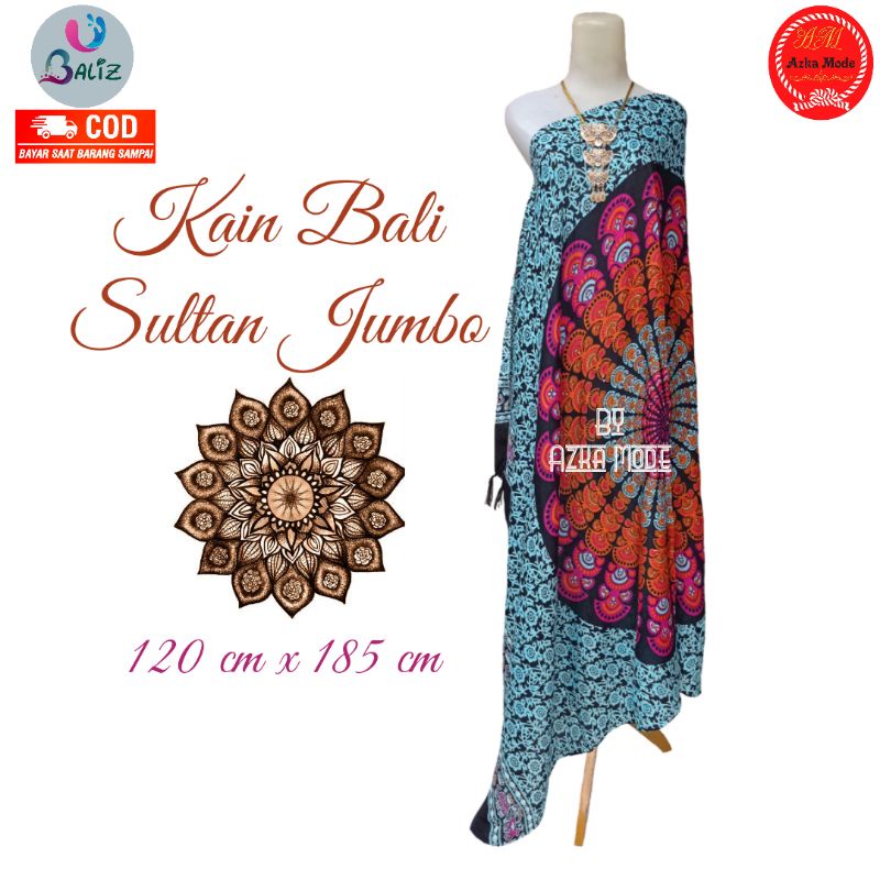 Jual Kain Bali Pantai - Sarung Bali Motif Sultan Jumbo Rumbai - Kain