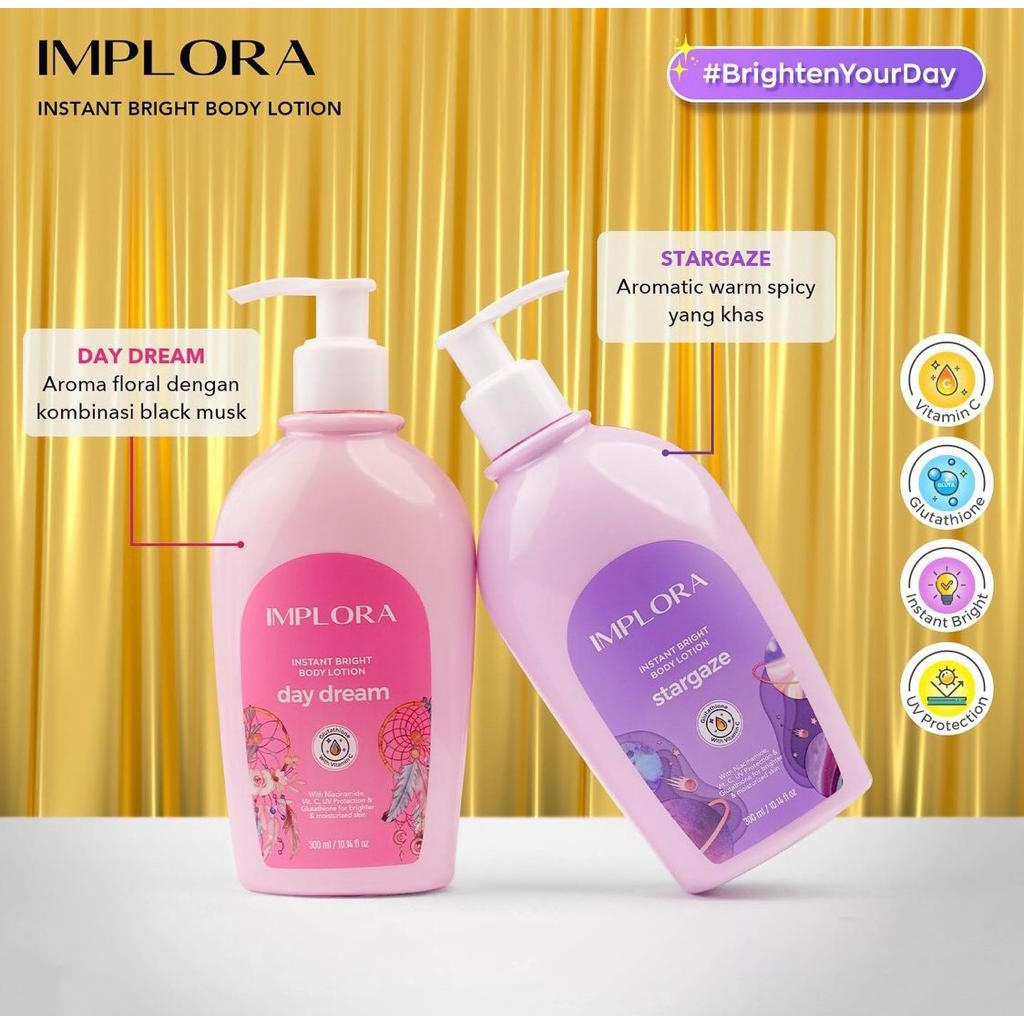 Jual IMPLORA Instant Bright Body Lotion 300ml | Shopee Indonesia