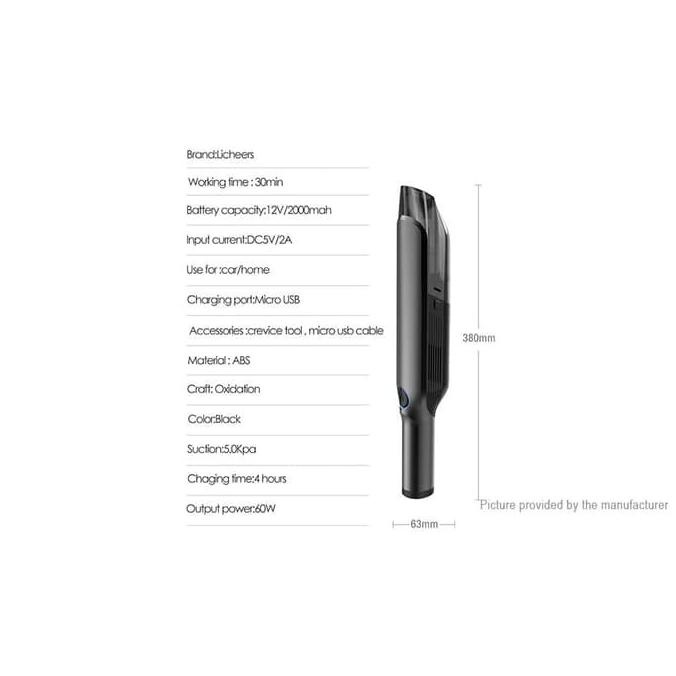 Jual LICHEERS Portable Mini Car Cleaner Vacuum 5000 Pa Cordless Big