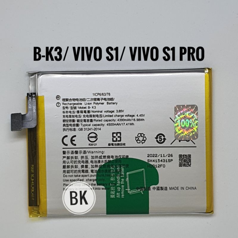 Jual Baterai Batre Batrai Vivo S1 Pro S1Pro B-K3 BK3 Original Battery