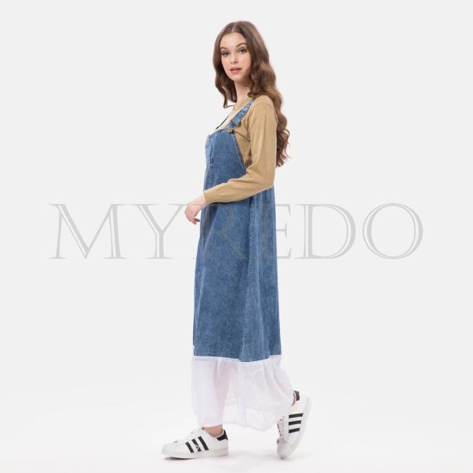 Jual MYREDO - Overall Rok Panjang Jeans Washed Edrea Kombinasi Sifon ...