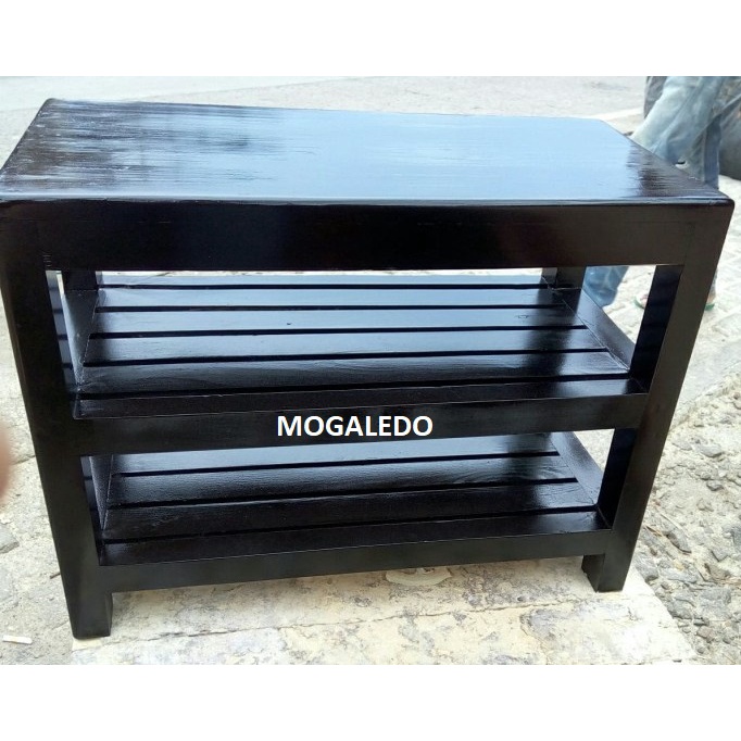 Jual BANGKU RAK SEPATU 60X30X45CM FULL HITAM | Shopee Indonesia