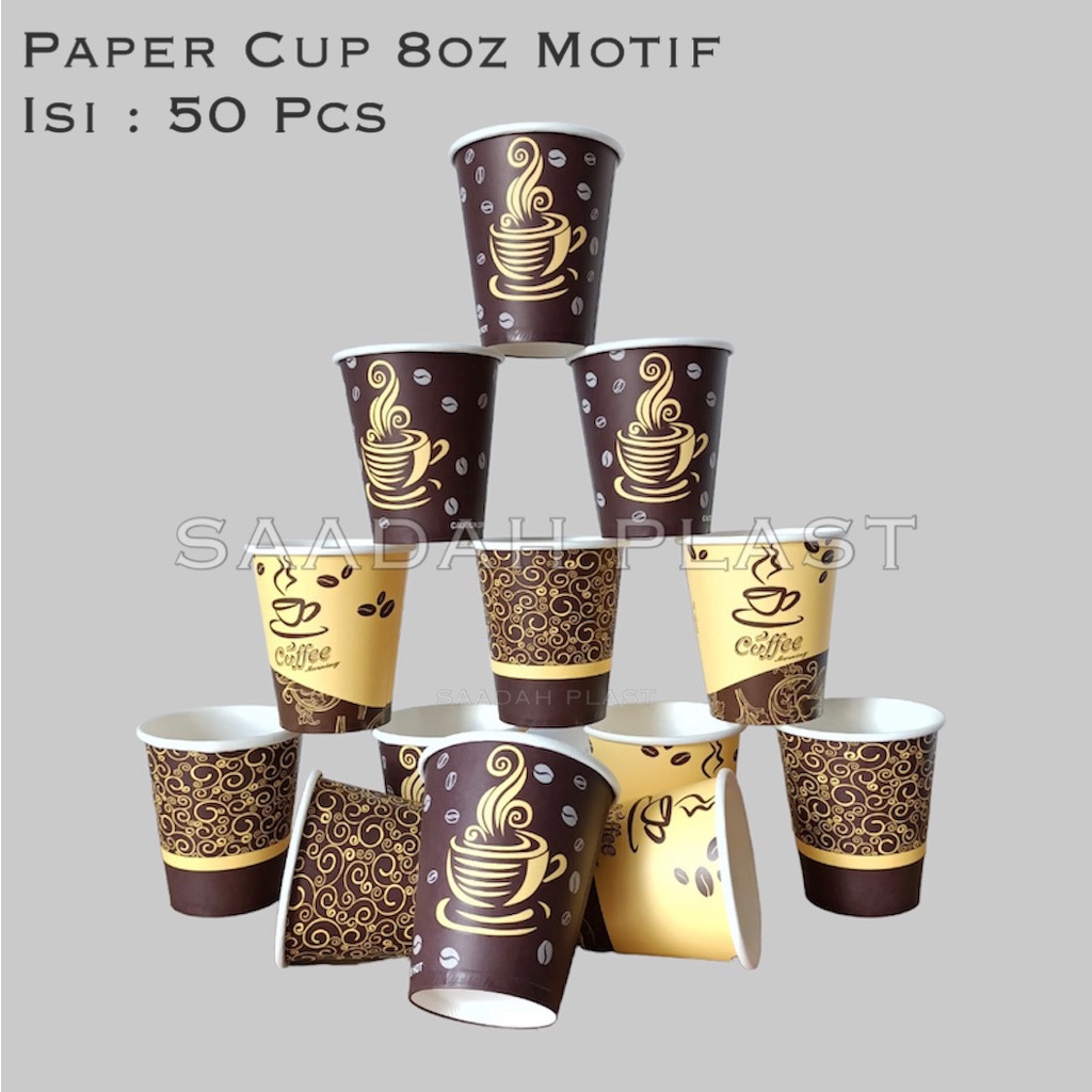 Jual Paper Cup 8oz And 9oz Motif Coffee Gelas Kertas Kopi Tahan Panas Isi 50pcs Shopee Indonesia 0600