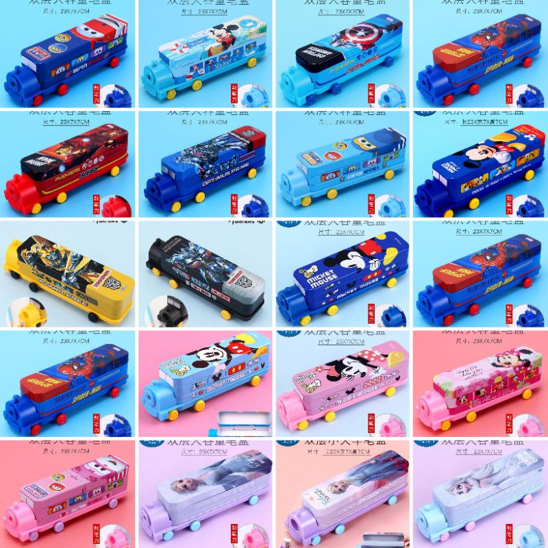 Jual DISNEY LICENSED TRAIN PENCIL CASE DOUBLE DEKKER KOTAK PENSIL