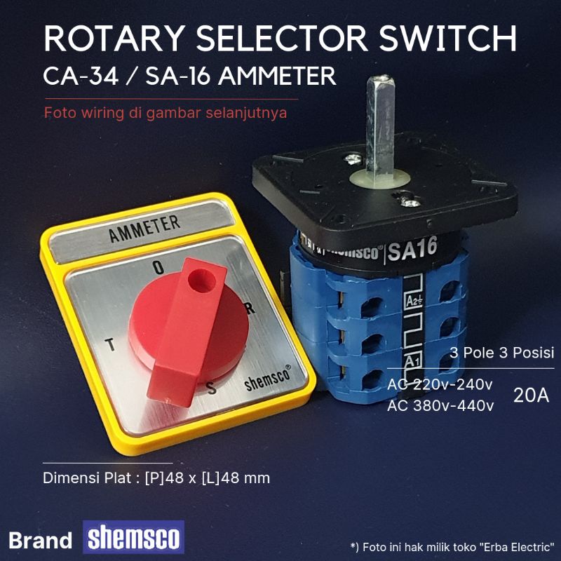 Jual Shemsco Sa A Ammeter Ampere Rotary Selector Switch Ca Mm Shopee Indonesia