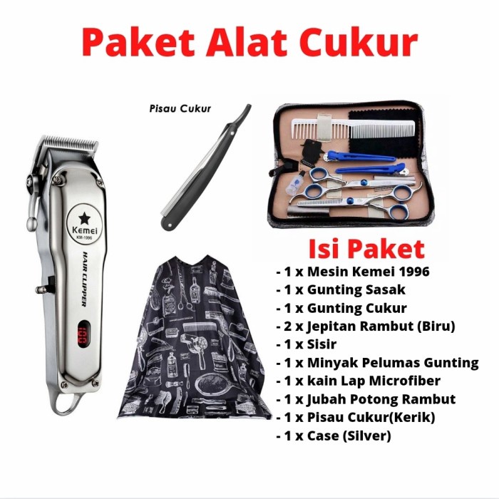 Jual Paket Lengkap Set Mesin Alat Cukur Gunting Potong Pangkas Rambut Murah Shopee Indonesia