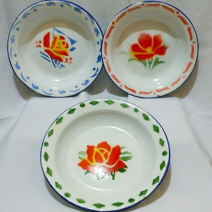 Jual Cod Termurah Grosir Piring Jadul Enamel Piring Makan Motif Kembang Jadul Piring Seng