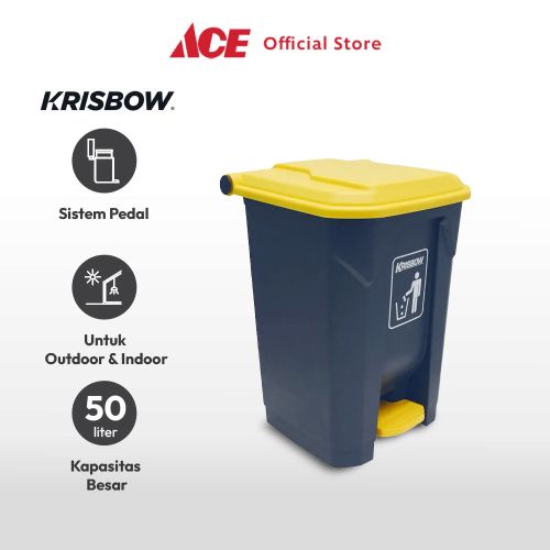 Jual Ace Krisbow 50 Ltr Tempat Sampah Plastik Outdoor Kuningabu Abu Tong Sampah Pedal Wadah 3090