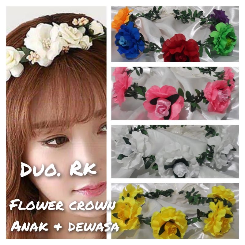 Jual Flower Crown Bunga Besar Suyok Seruni Bando Mahkota Bunga Kawat