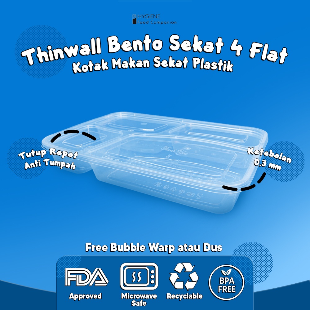 Jual Bento Sekat 4 Plastik Thinwall Food Container Premium Murah Shopee Indonesia 0538