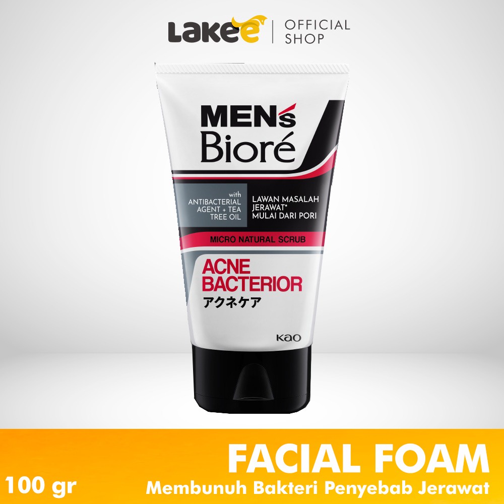 Jual MENS BIORE Facial Foam Acne Bacterior Scrub with Antibacterial