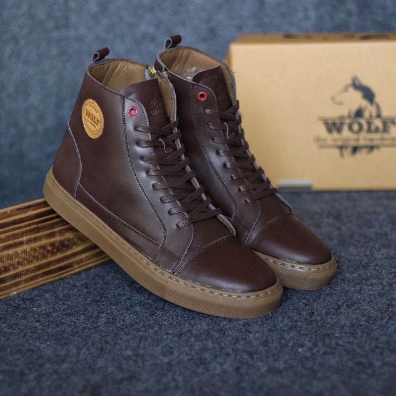 Jual SULTAN FOOTWEAR X WLF V4 | Sepatu Boots Kasual Sneakers high ...
