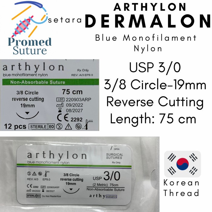 Jual Dermalon Arthylon Benang Jahit Bedah Operasi Nylon Reverse Cutting Shopee Indonesia