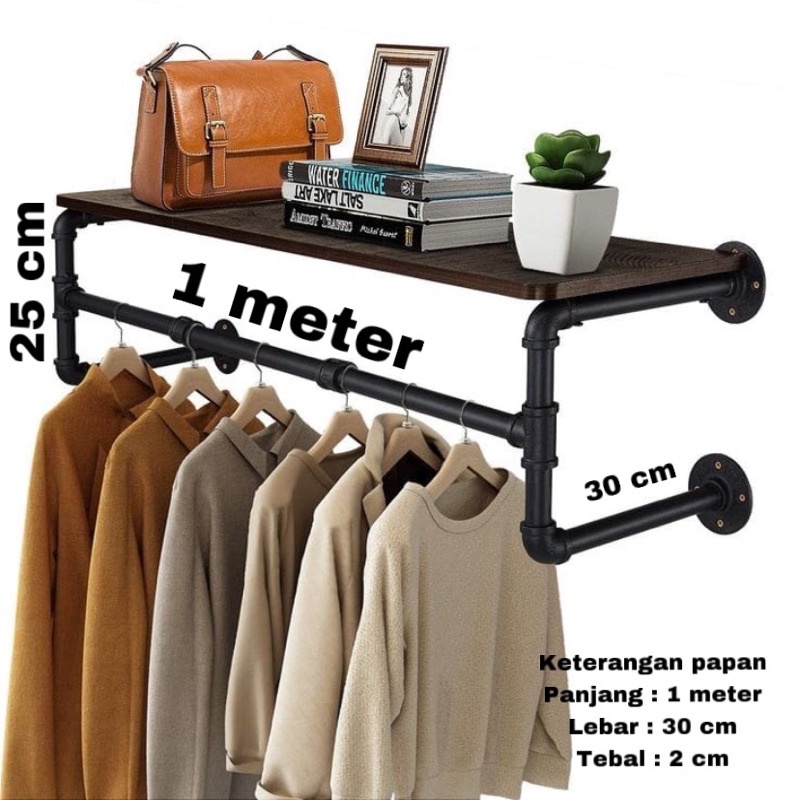 Jual rak industrial/gantungan baju/rak pipa besi/ambalan rak gantung