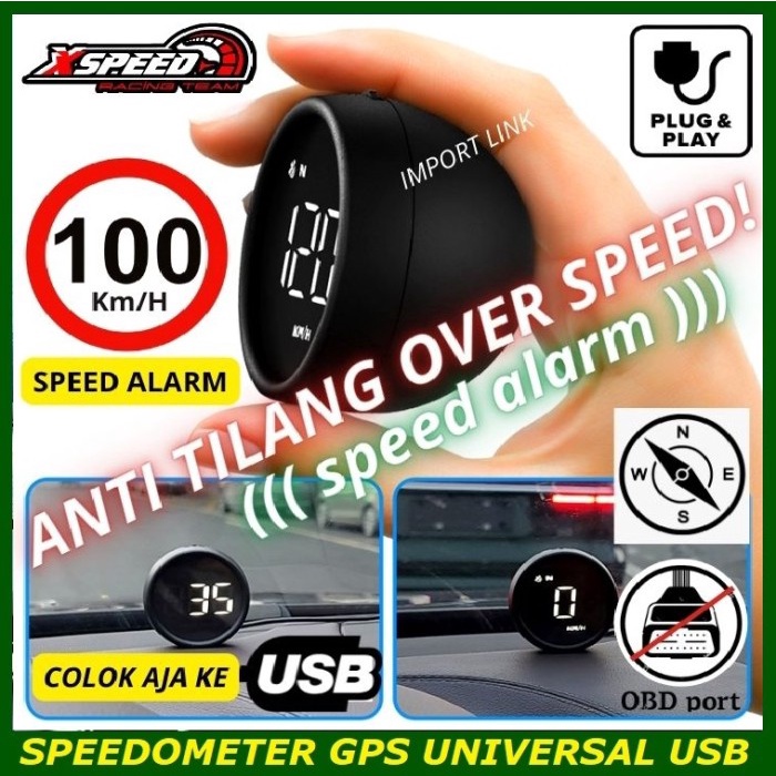 Jual Car HUD USB Speedometer GPS Compass Speedo meter Max Speeding Alarm Shopee Indonesia