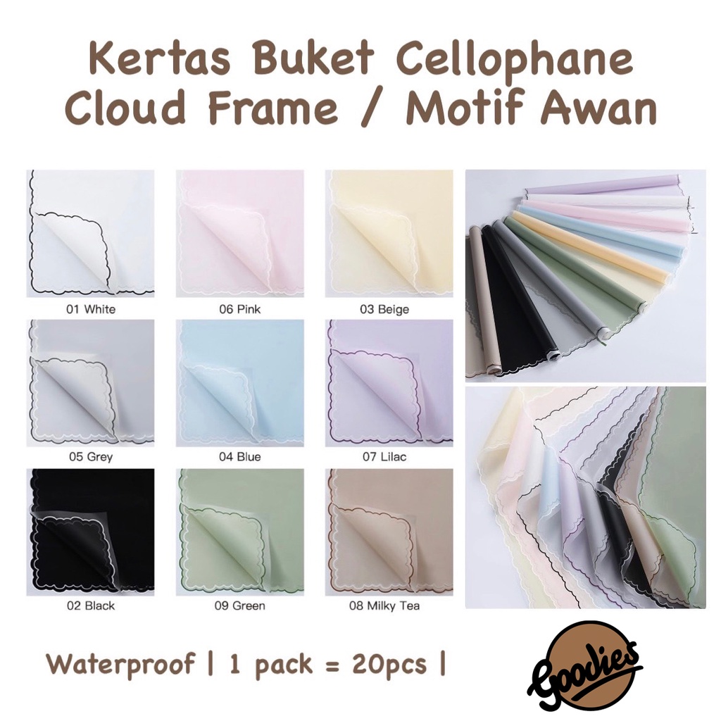 Jual *5 LEMBAR* Kertas Cellophane Buket Bunga [Cloud Line / Awan ...