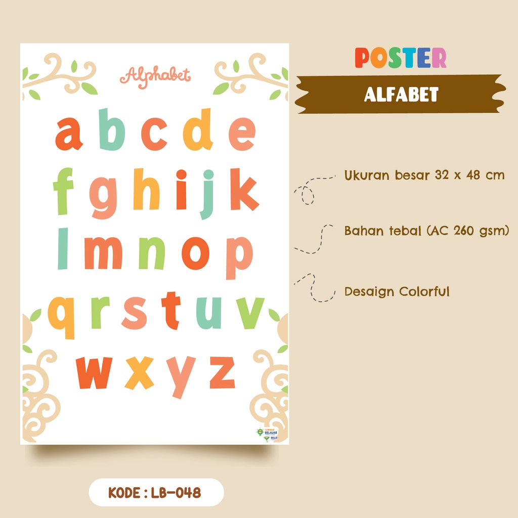 Jual Poster Edukasi Alfabet Lengkap, Poster Belajar Alfabet Untuk ...