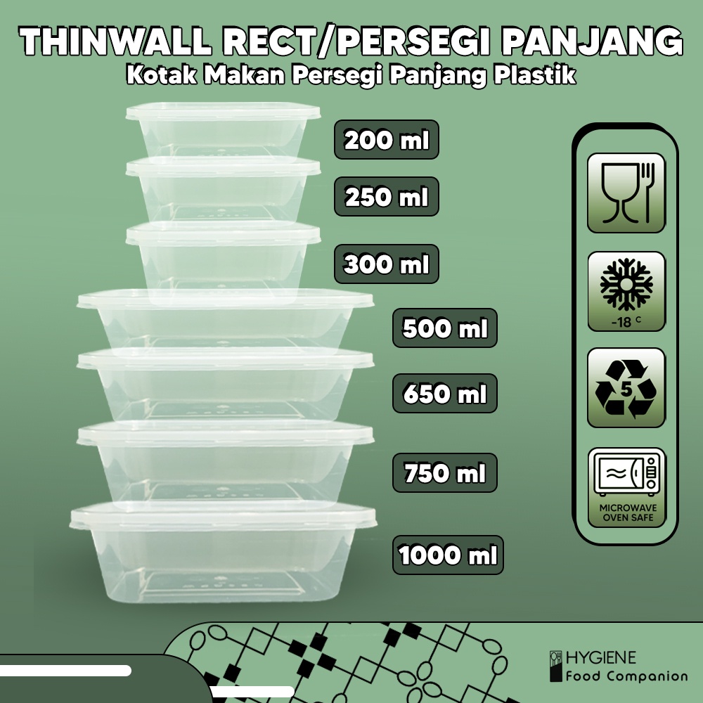 Jual Thinwall Rectangle Kotak Makan Plastik All Size 200ml 1000ml