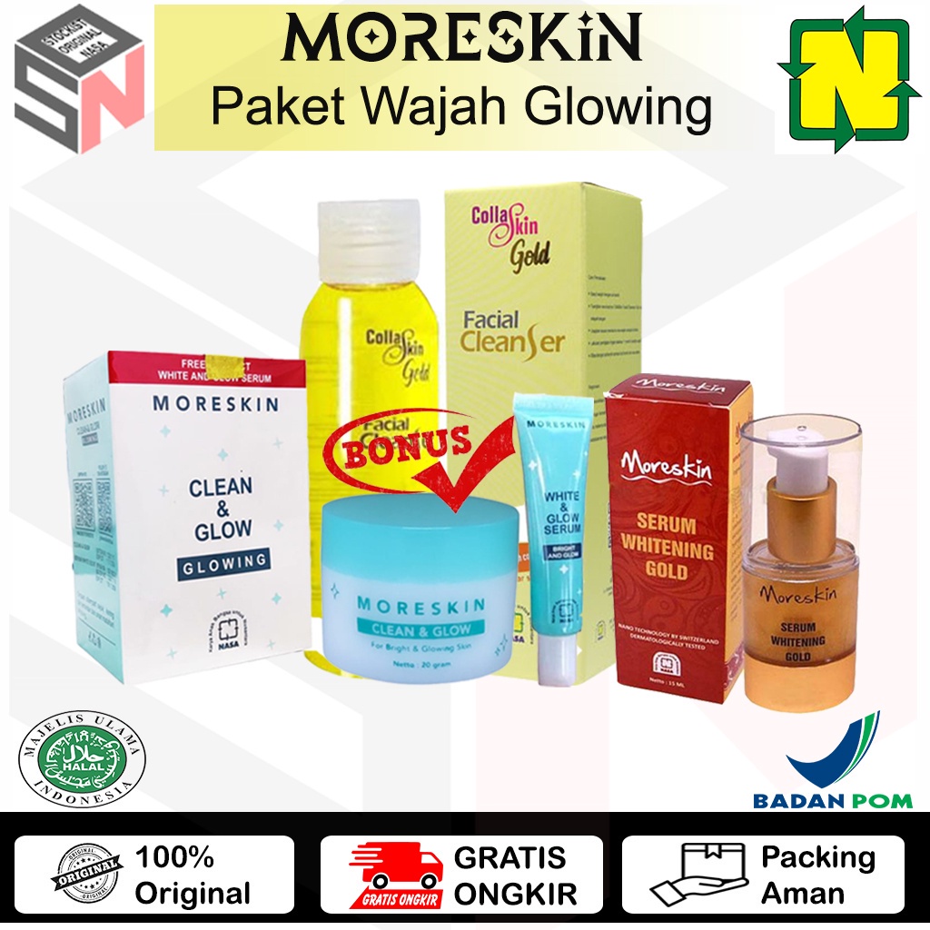 Jual Paket Glowing Asli Nasa Serum Gold Brightening Soap Moreskin