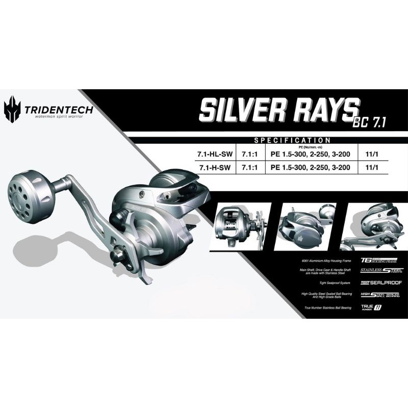 Jual Reel BC TRIDENTECH SILVER RAYS 7.1 HL-SW | 8.1 SHL (left handle ...