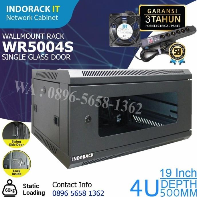 Jual Wallmount Rack INDORACK Single Door Rack Server 4U Depth 500mm ...