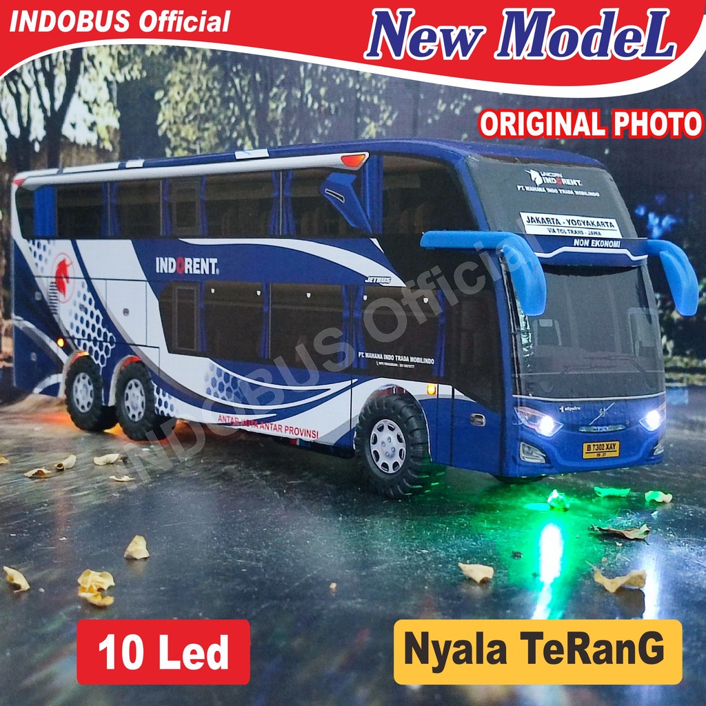 Jual Miniatur Bus Bis INDORENT Double Decker JB3+ Voyager Lampu ...